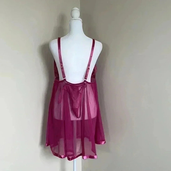 Womens Spree Intimates Mesh Triangle Cup Sequin Babydoll Set - Picture 10 of 12